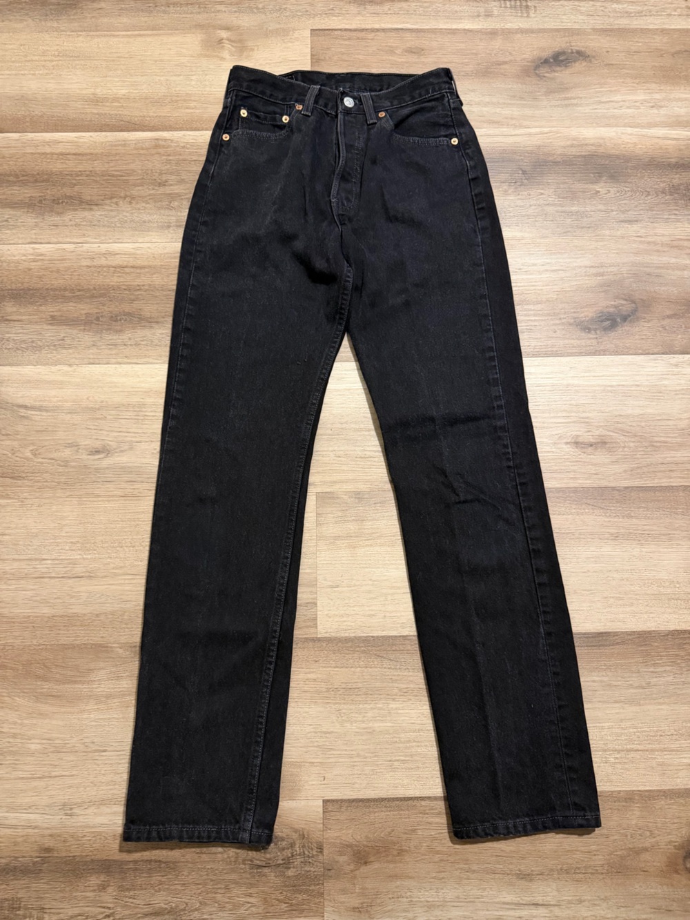 Vintage Levi’s 501 Button Fly Jeans For Women’s 28x32 Black Made in USA Denim